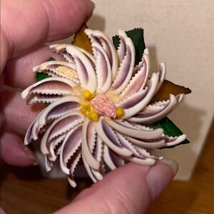 Vintage Brooch with Green Leaves